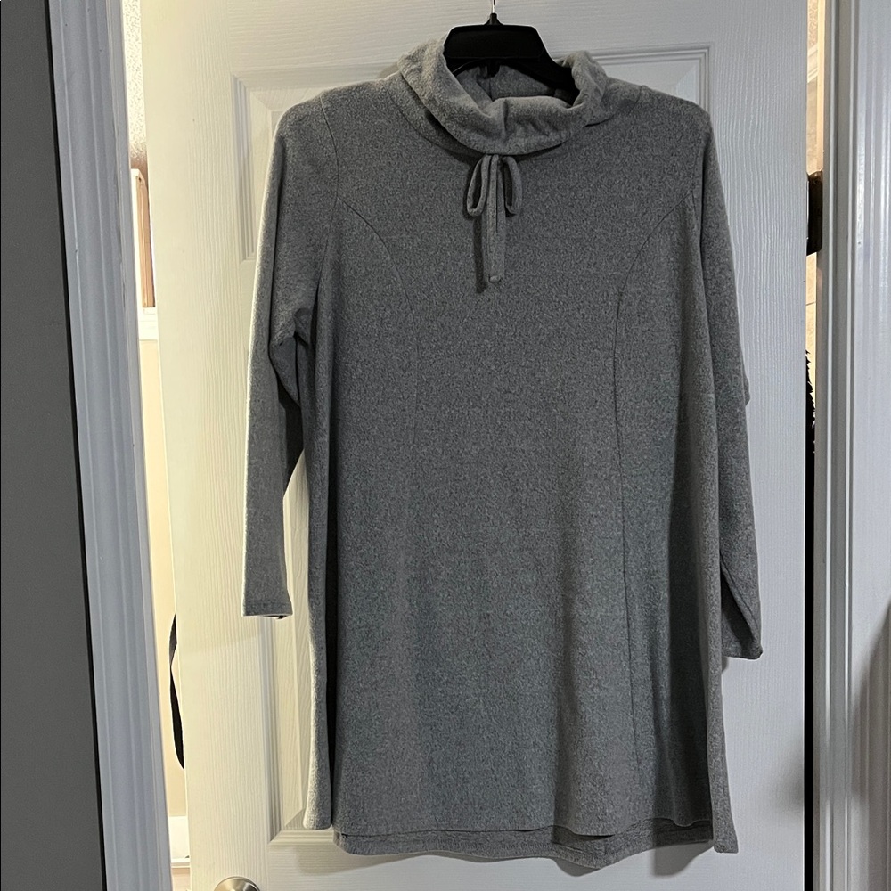 Eye Candy Light Gray Cozy Cowl Tunic Dress